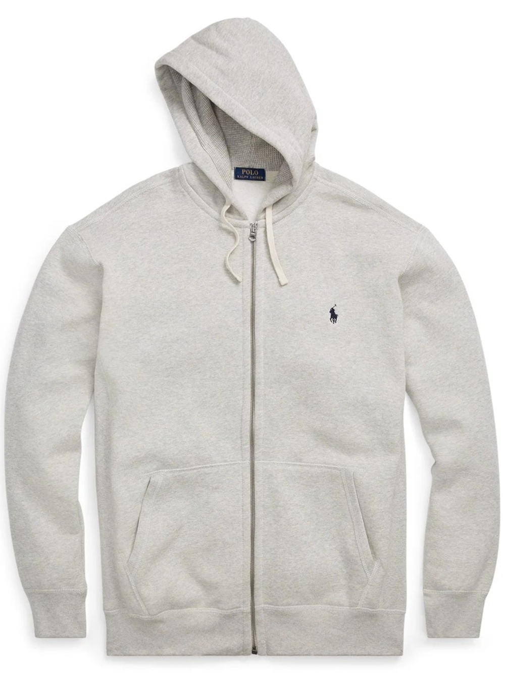 Polo by Ralph Lauren Men's Light Heather Gray Zip Hoodie Fleece Front Zip